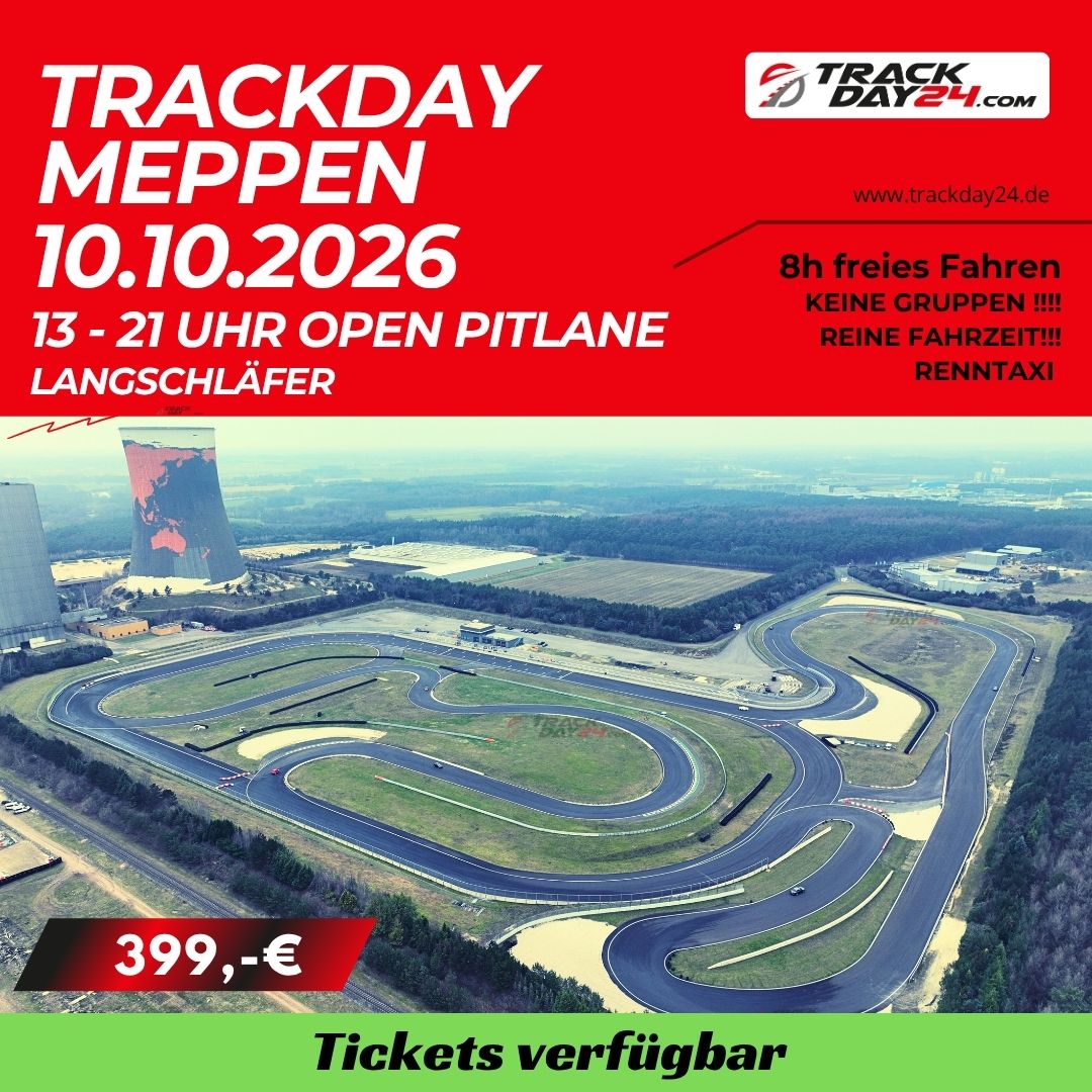 Trackday Meppen am 10.10.2026, Langschläfer Ticket von 13 bis 21 Uhr, Luftaufnahme der Rennstrecke Circuit Meppen, 8 Stunden Open Pitlane ohne Gruppen von Trackday24