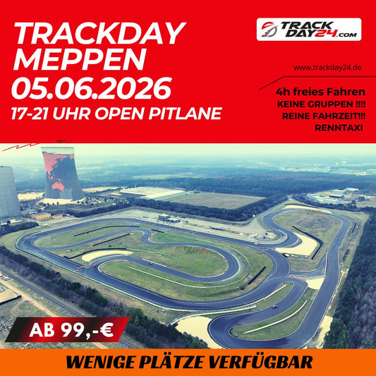 Trackday Meppen am 05.06.2024 auf dem Circuit Meppen als Luftaufnahme mit kompletter Streckenführung, Rennstrecke im Überblick für Motorsport Event von Trackday24 mit viel Fahrzeit und Open Pitlane