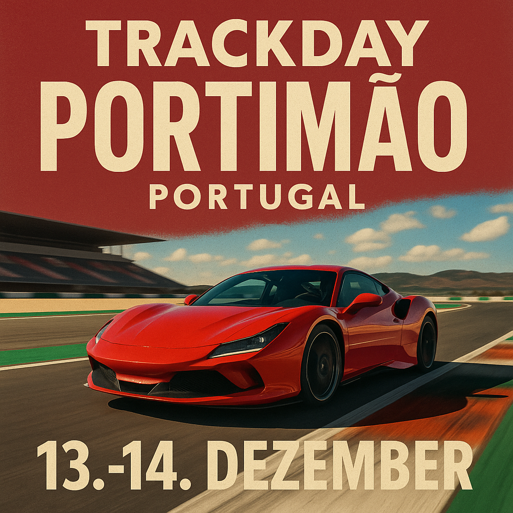 Trackday Poster Autodromo Internacional do Algarve Portimao 13 und 14 Dezember 2025 Sportwagen fahren in Portugal