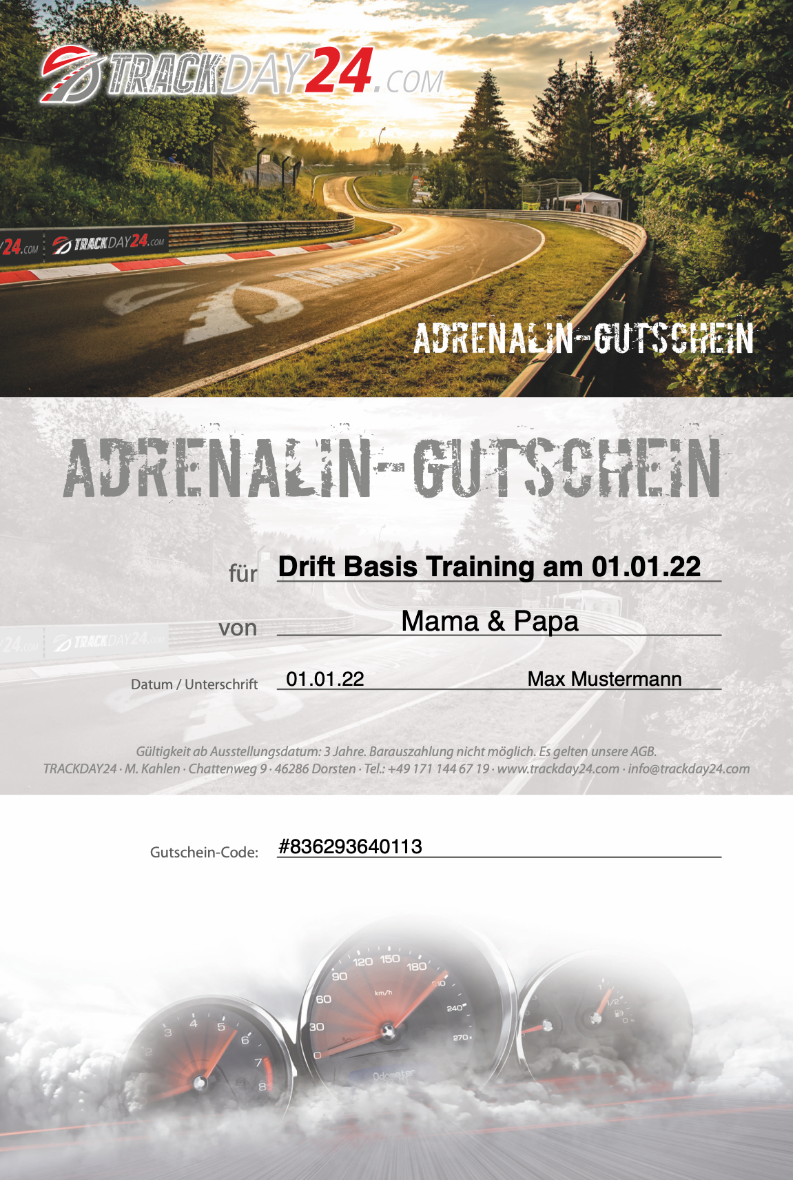 My Days store Drift Training Gutschein